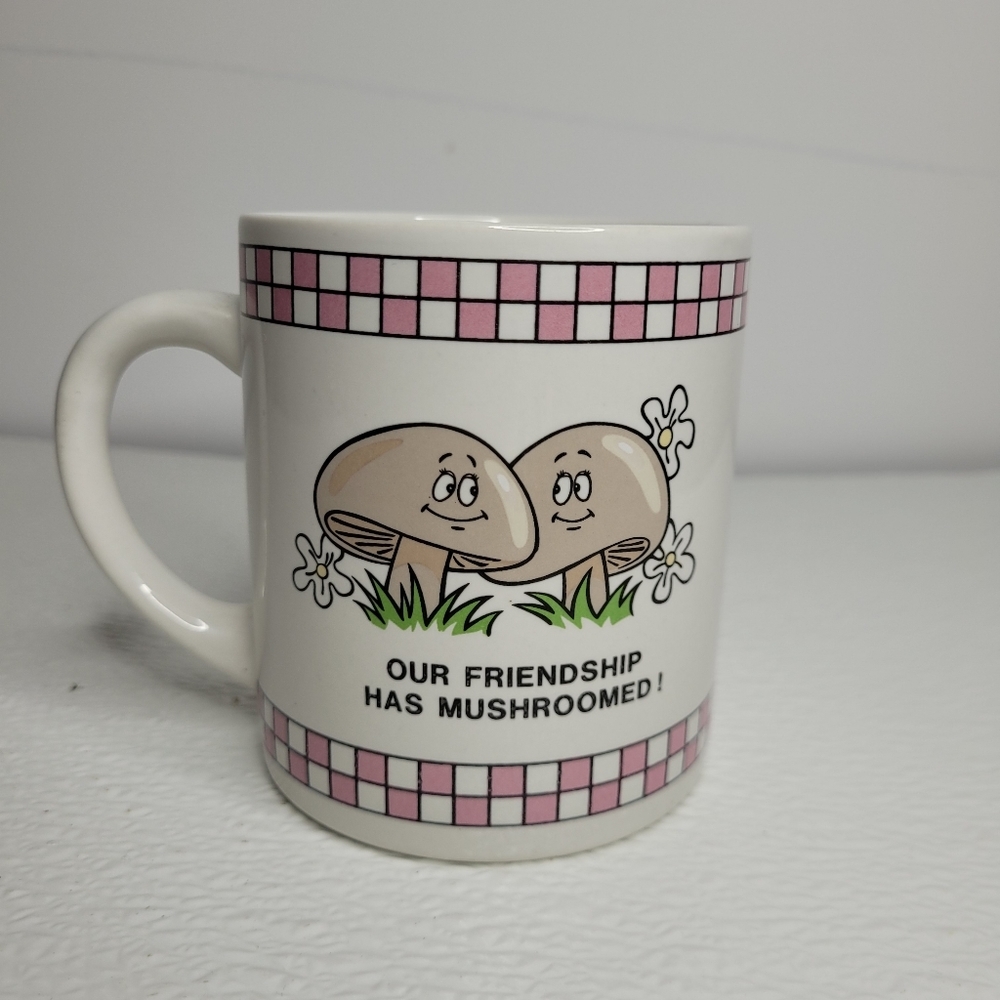 Mushroom Friendship Mug - White and Pink